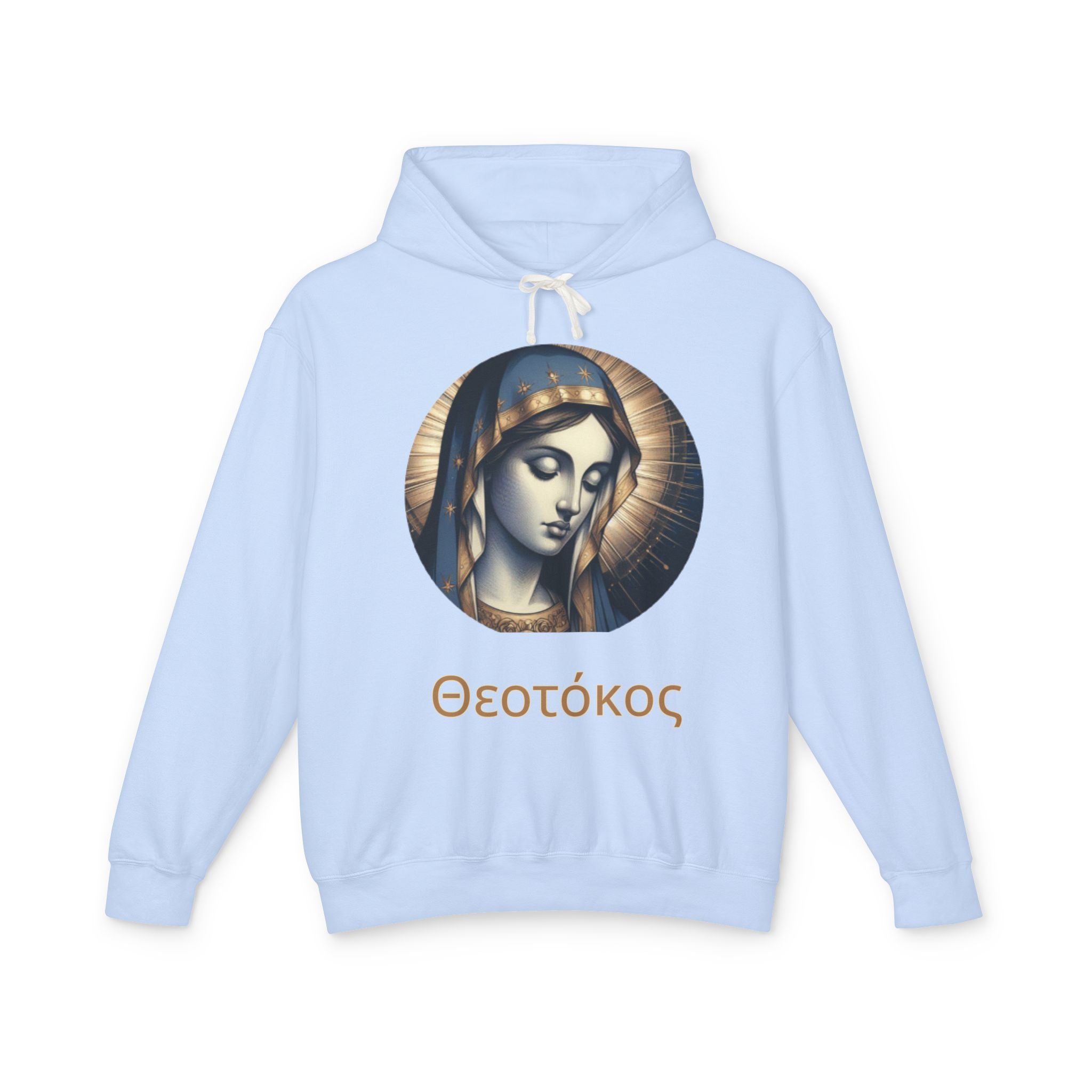 Virgin Mary Icon Hoodie — Θεοτόκος Religious Graphic Sweatshirt