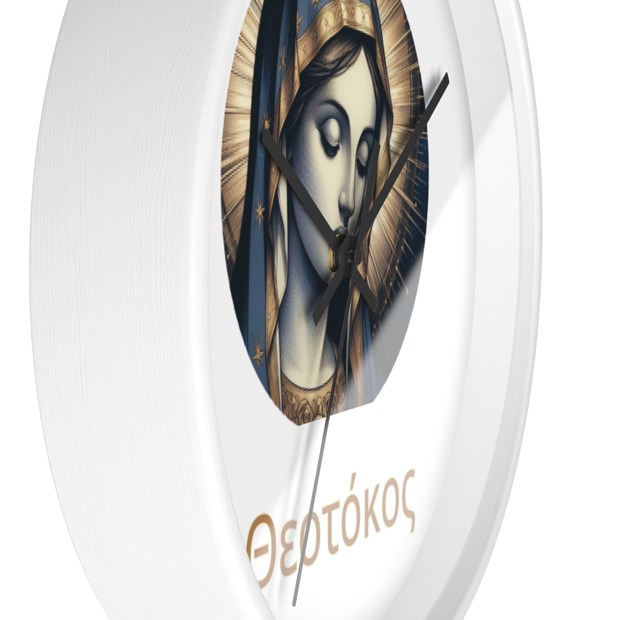 Wall Clock — Theotokos Icon Decorative Clock (Greek Orthodox Religious Decor)