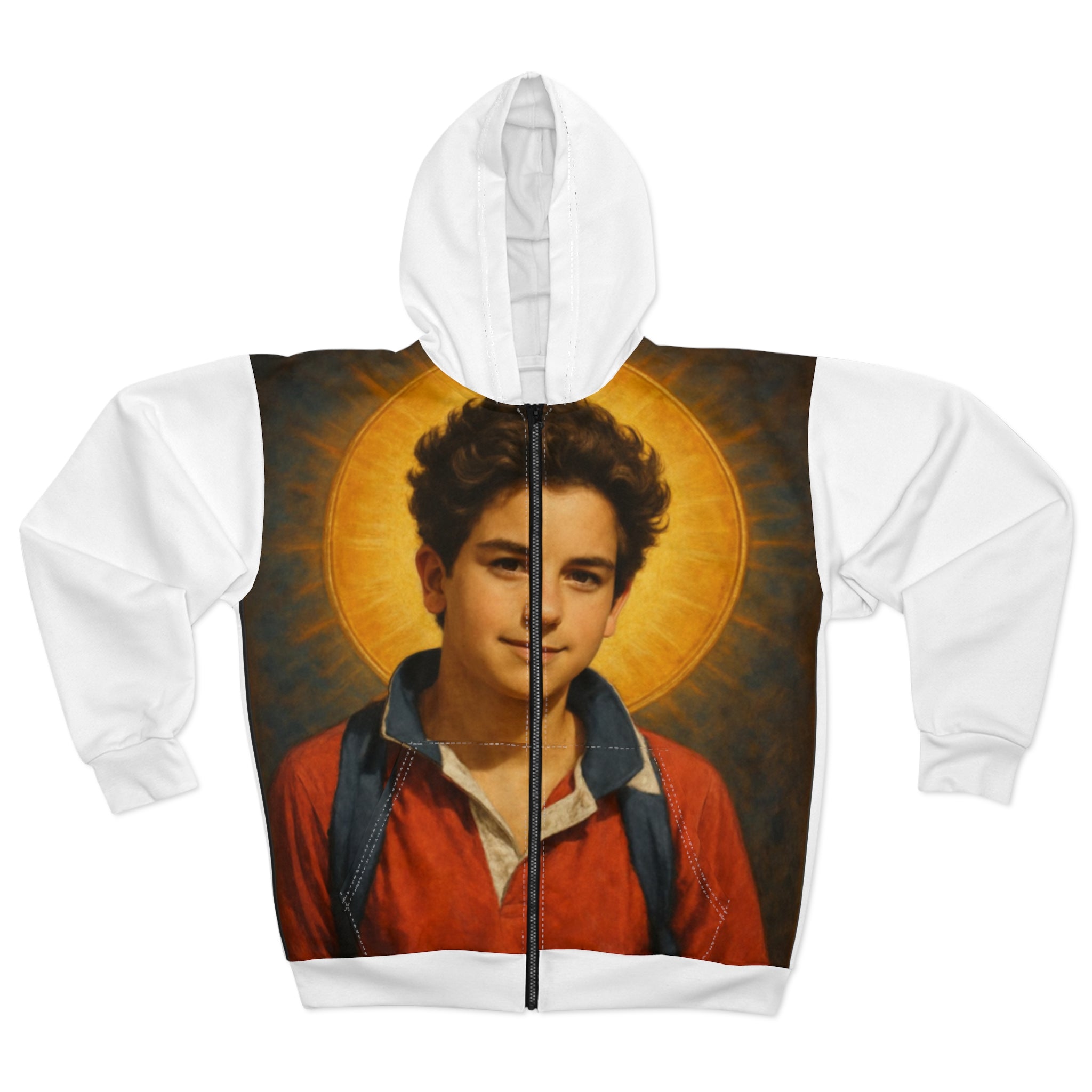 Vintage Inspired Unisex Zip Hoodie with Artistic Design