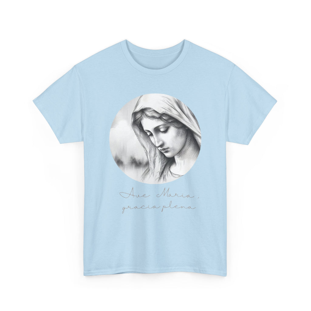 T-Shirt — Vintage Madonna Portrait Tee with 'Ave Maria' Script