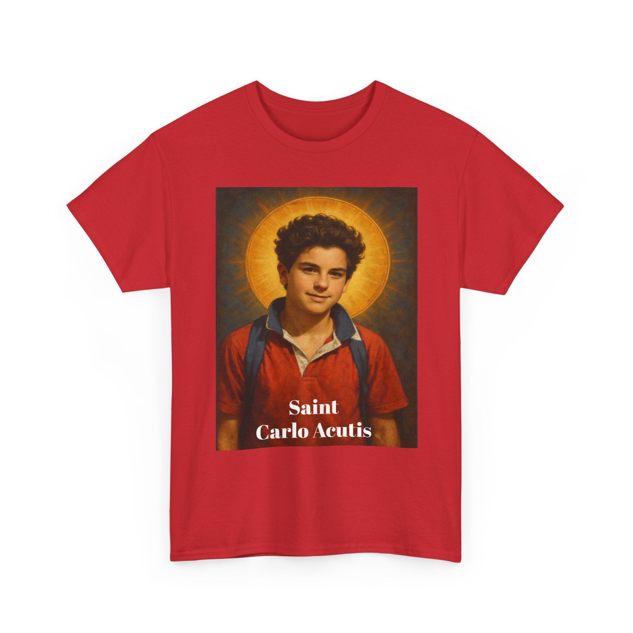 T-Shirt — Vintage Saint Portrait Graphic Tee ("Saint Carlo Acutis")