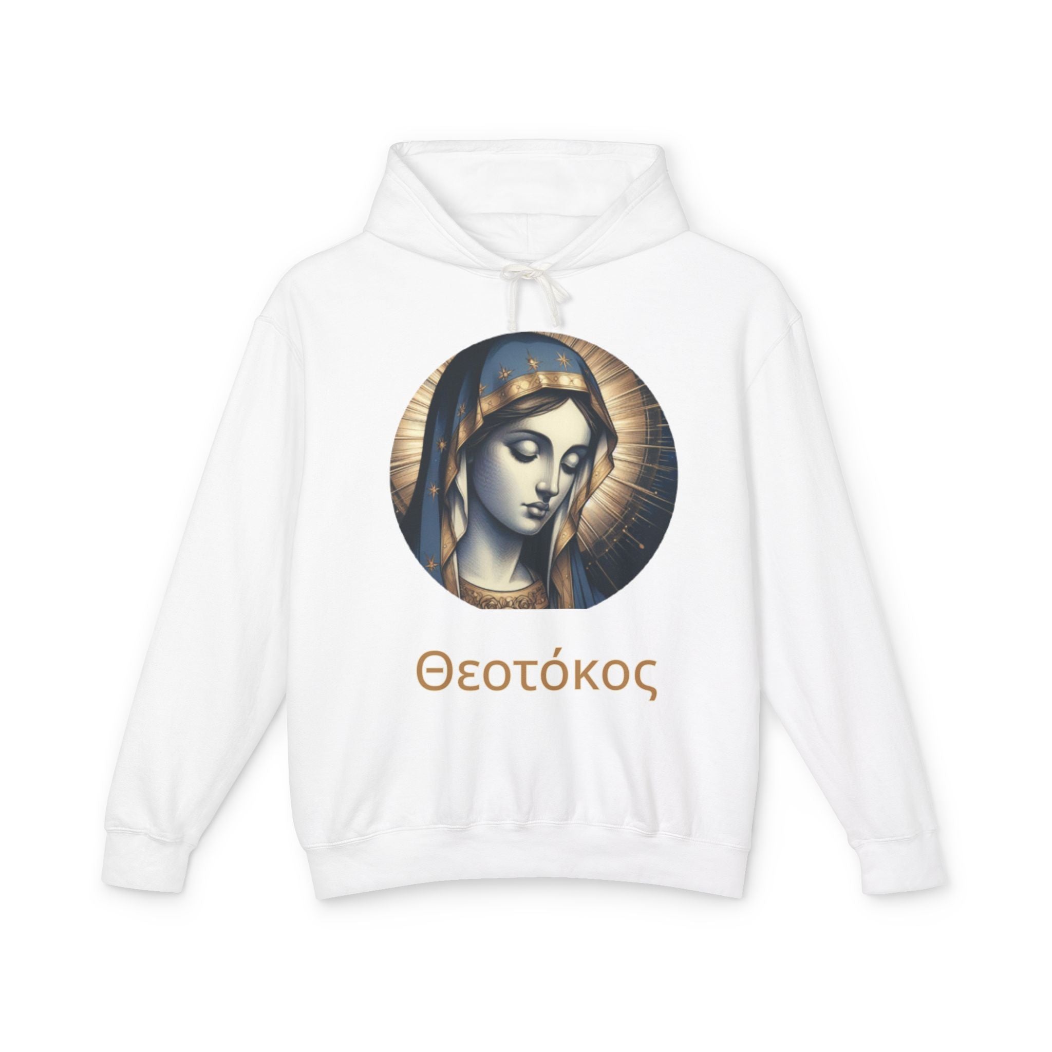 Virgin Mary Icon Hoodie — Θεοτόκος Religious Graphic Sweatshirt