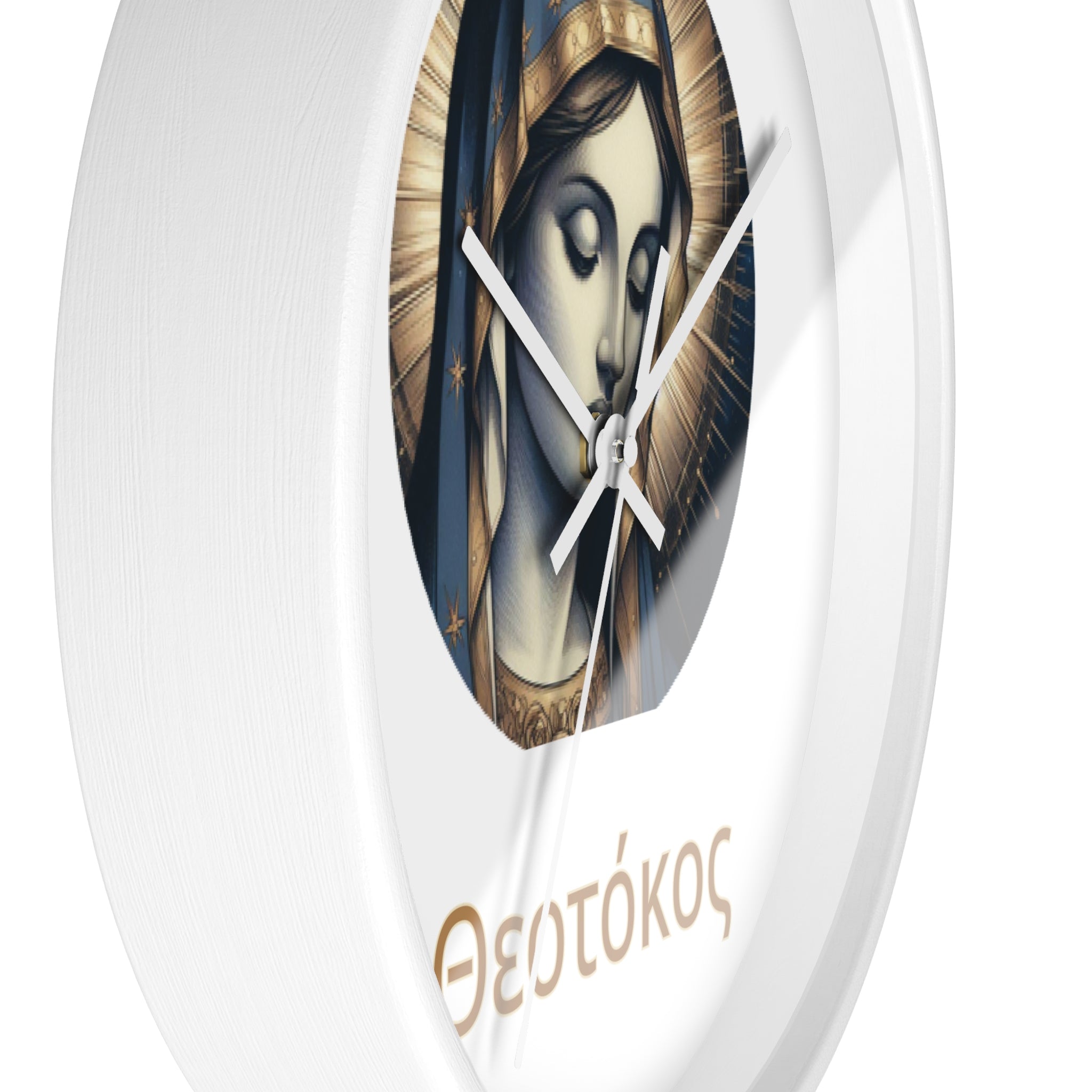 Wall Clock — Theotokos Icon Decorative Clock (Greek Orthodox Religious Decor)