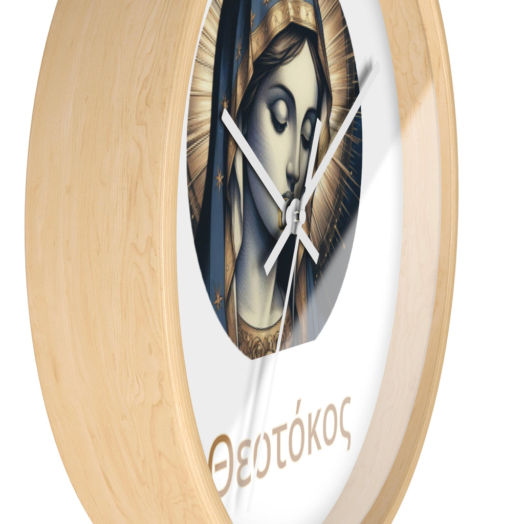 Wall Clock — Theotokos Icon Decorative Clock (Greek Orthodox Religious Decor)