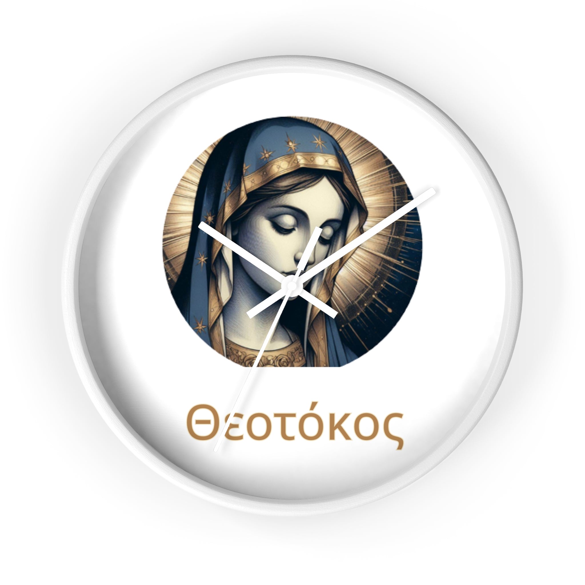 Wall Clock — Theotokos Icon Decorative Clock (Greek Orthodox Religious Decor)