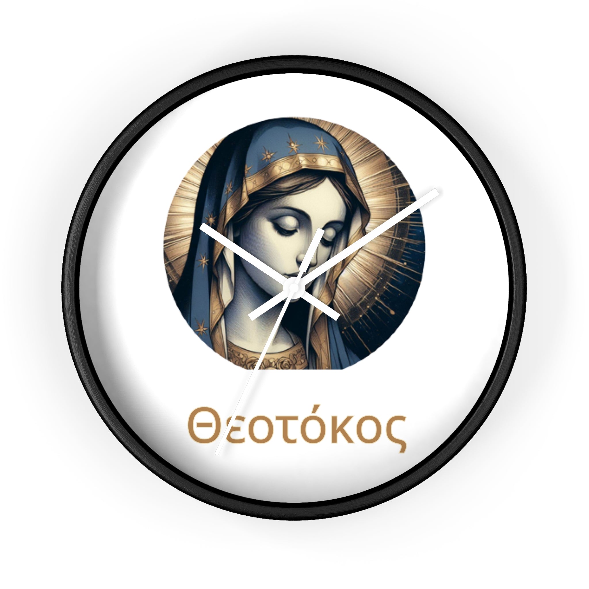 Wall Clock — Theotokos Icon Decorative Clock (Greek Orthodox Religious Decor)