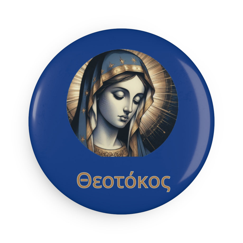 Elegant Theotokos Button Magnet | Round Religious Art | 1 & 10 pcs