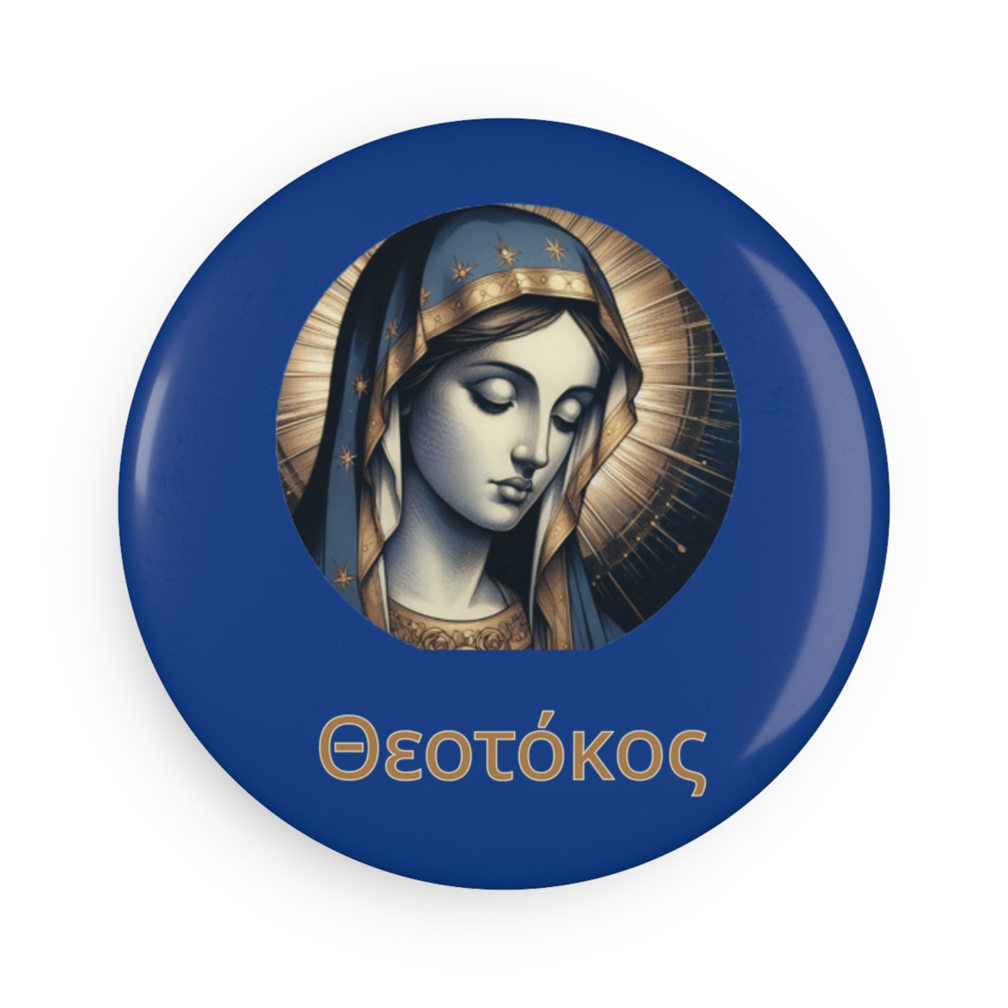 Elegant Theotokos Button Magnet | Round Religious Art | 1 & 10 pcs