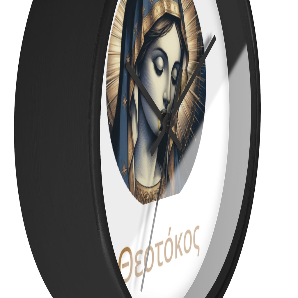 Wall Clock — Theotokos Icon Decorative Clock (Greek Orthodox Religious Decor)
