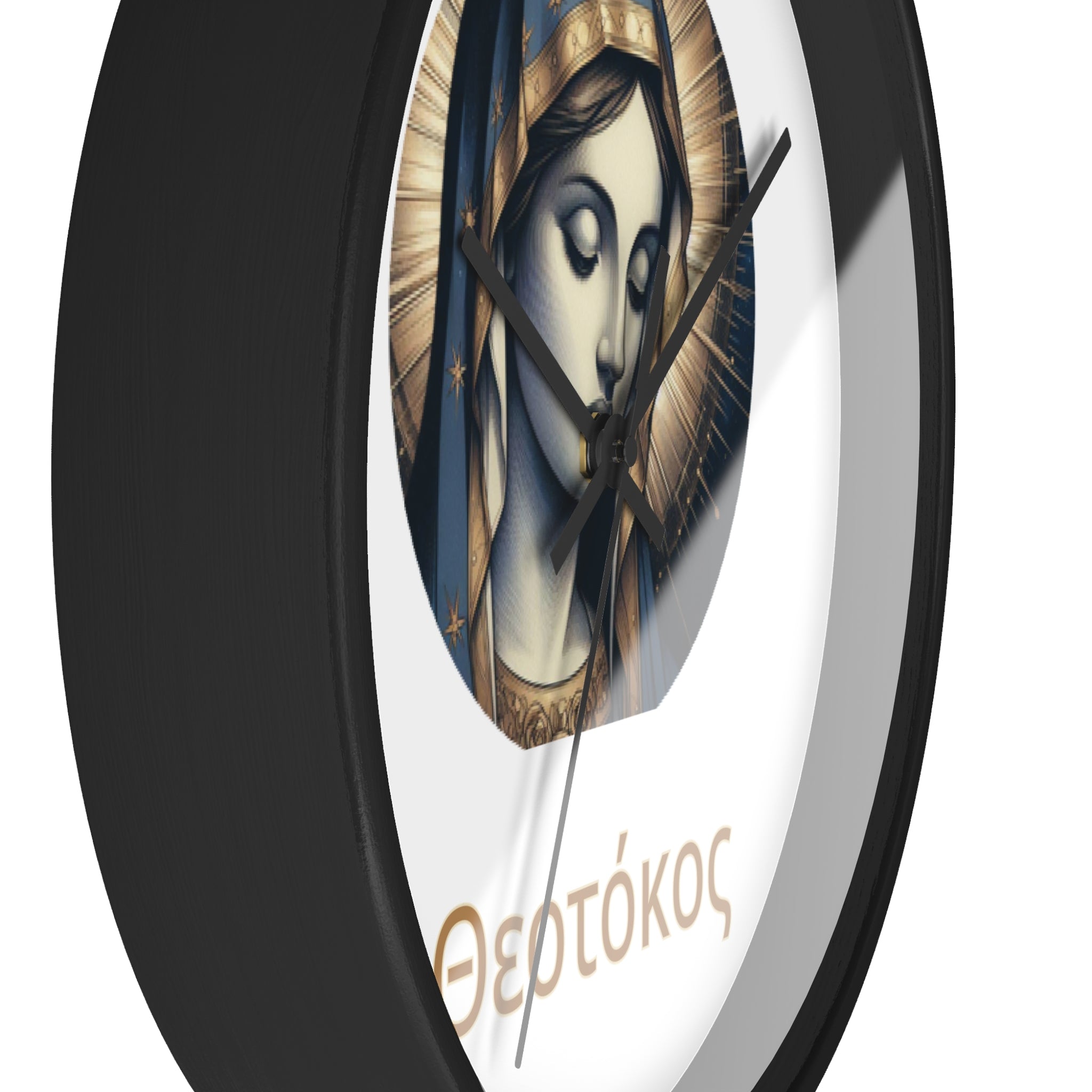 Wall Clock — Theotokos Icon Decorative Clock (Greek Orthodox Religious Decor)