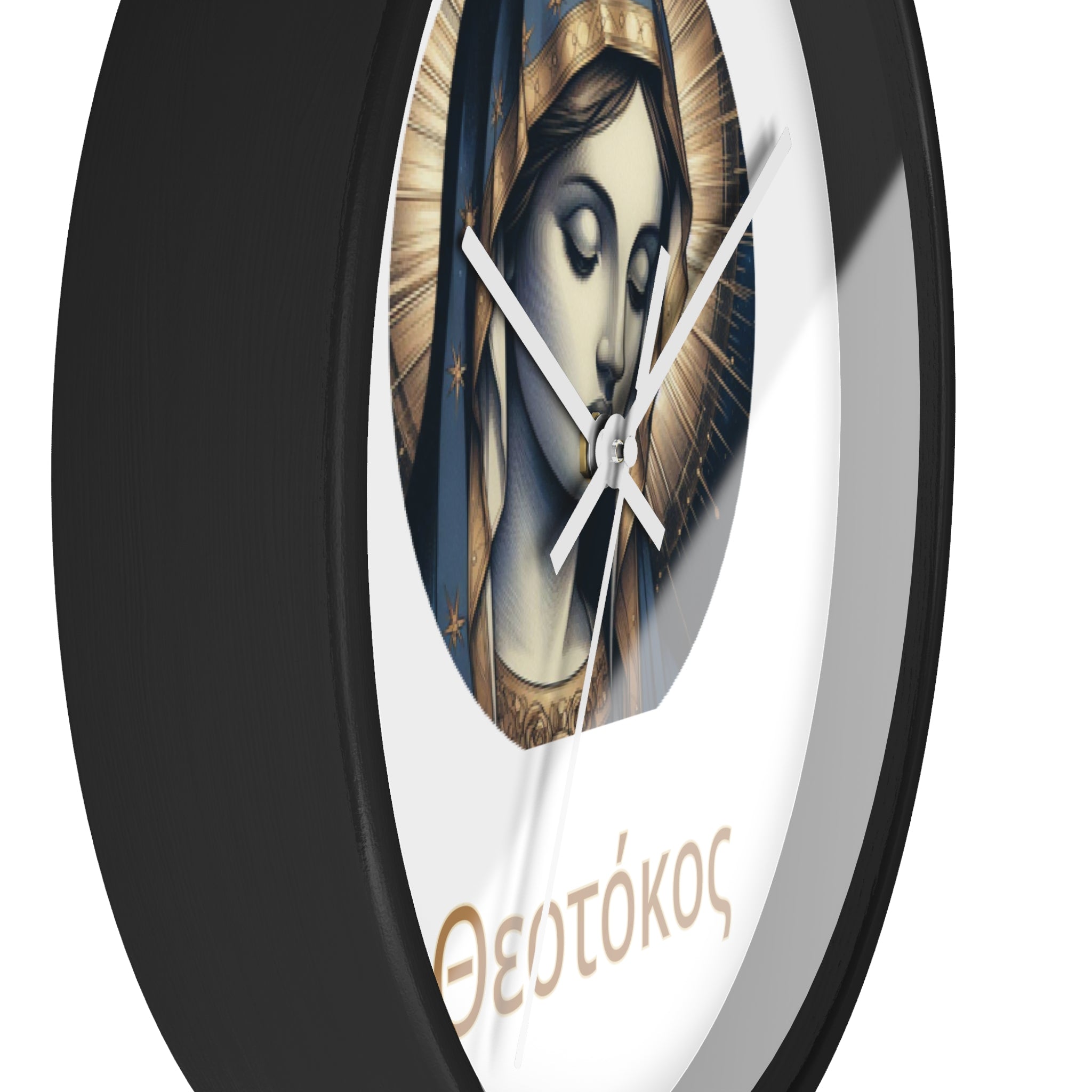 Wall Clock — Theotokos Icon Decorative Clock (Greek Orthodox Religious Decor)
