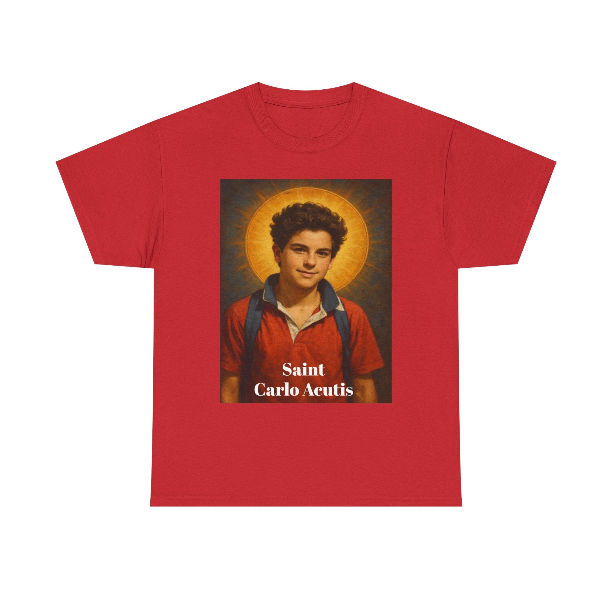 T-Shirt — Vintage Saint Portrait Graphic Tee ("Saint Carlo Acutis")