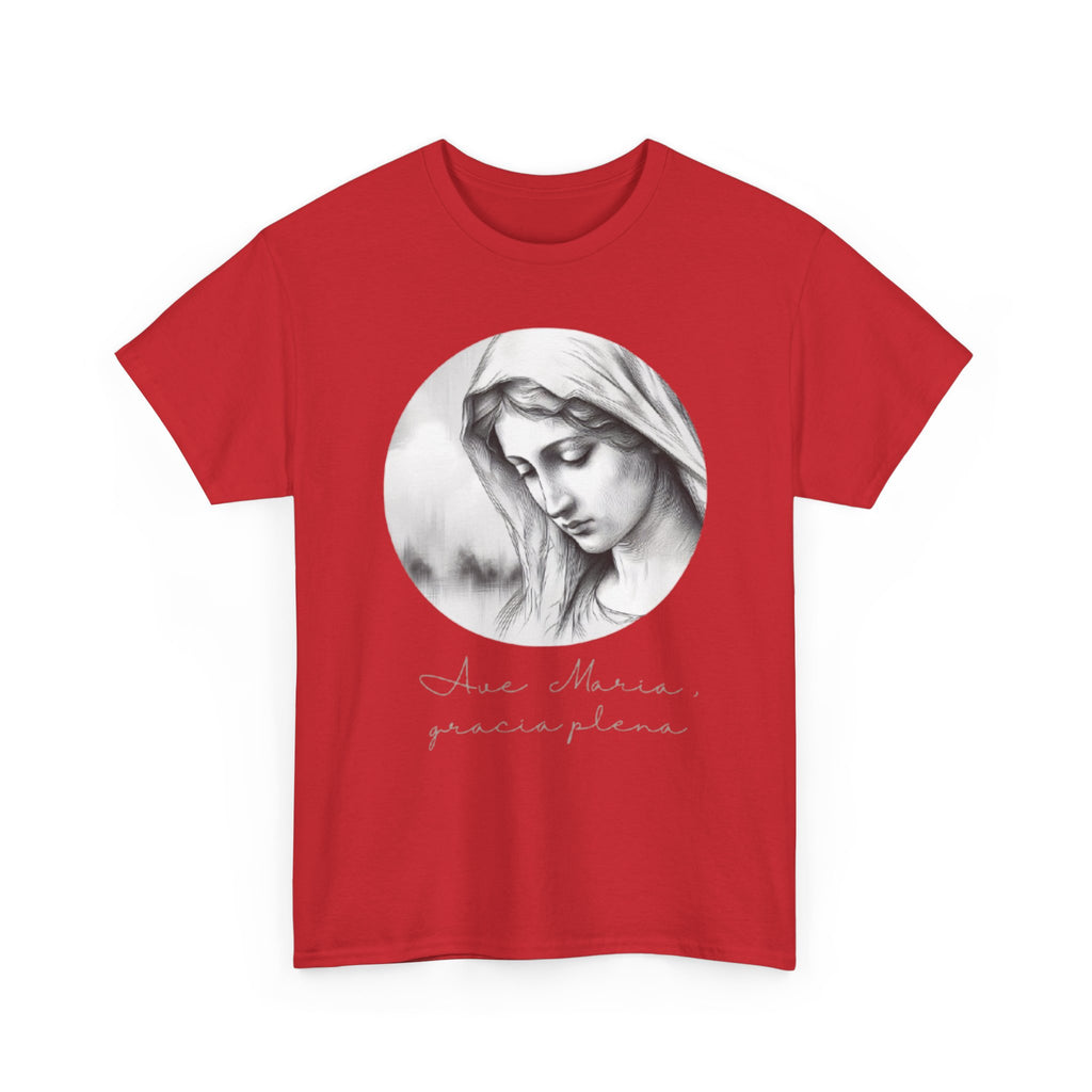 T-Shirt — Vintage Madonna Portrait Tee with 'Ave Maria' Script