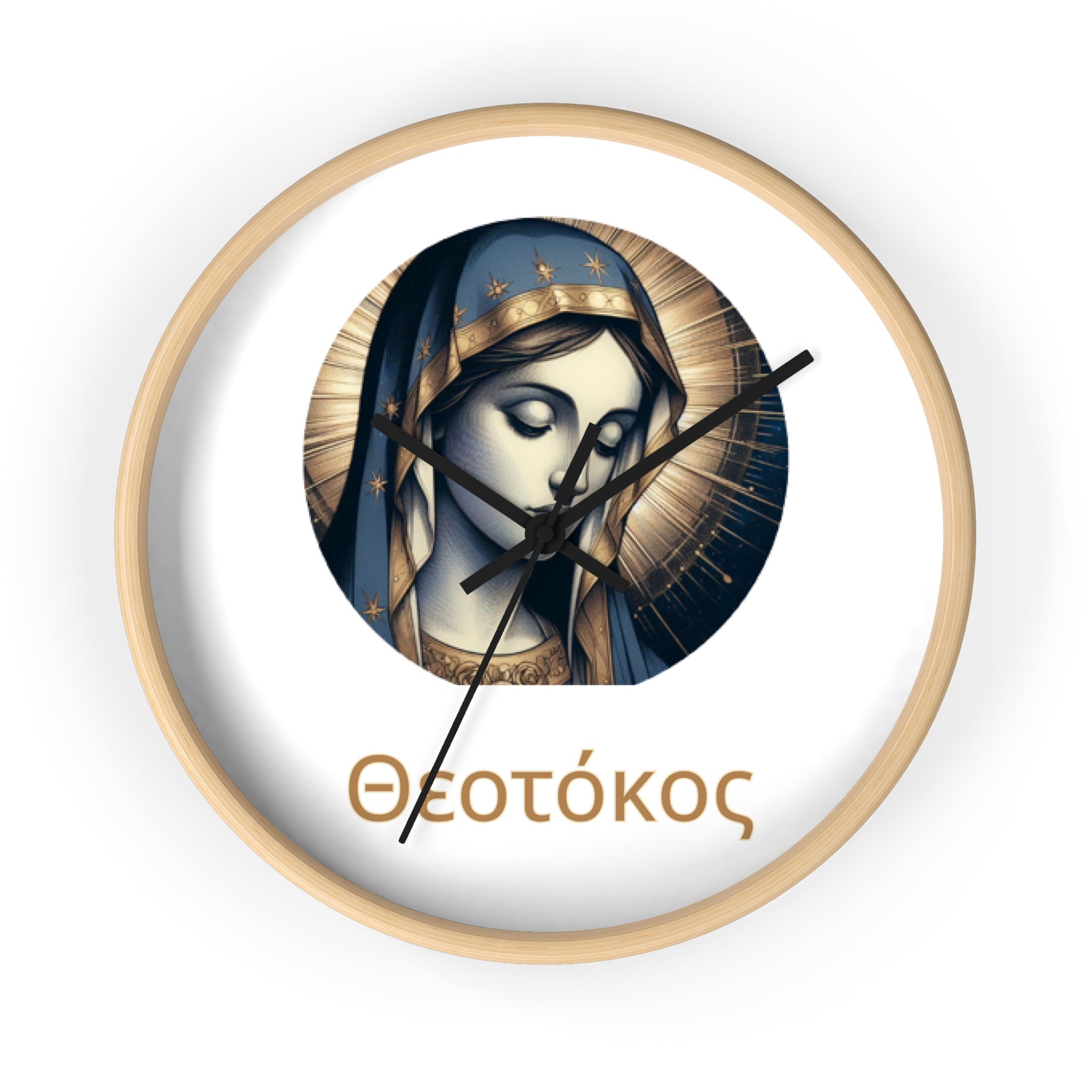 Wall Clock — Theotokos Icon Decorative Clock (Greek Orthodox Religious Decor)