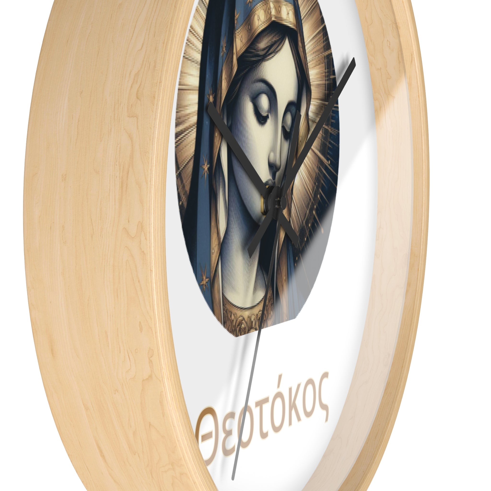 Wall Clock — Theotokos Icon Decorative Clock (Greek Orthodox Religious Decor)