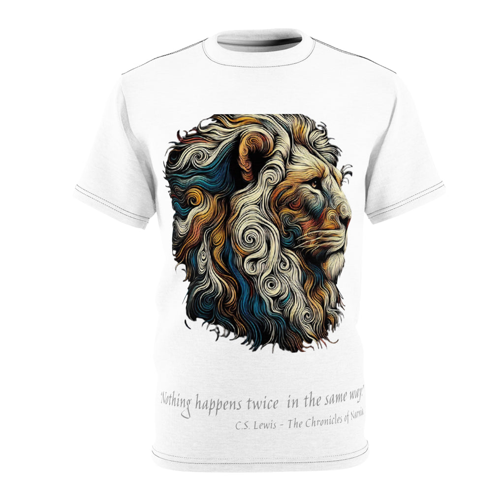 Lion Portrait Tee — Ornate Mane Illustration with C.S. Lewis Quote
