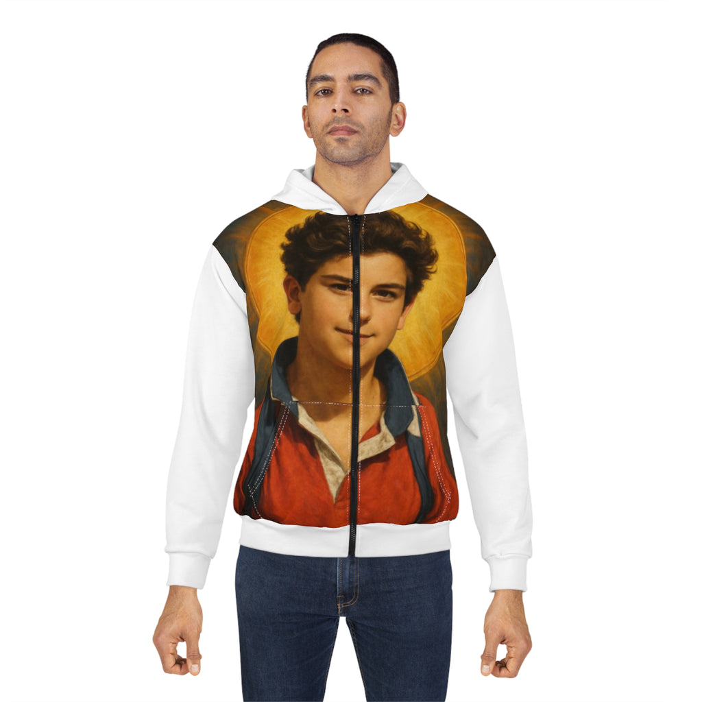 Vintage Inspired Unisex Zip Hoodie with Artistic Design