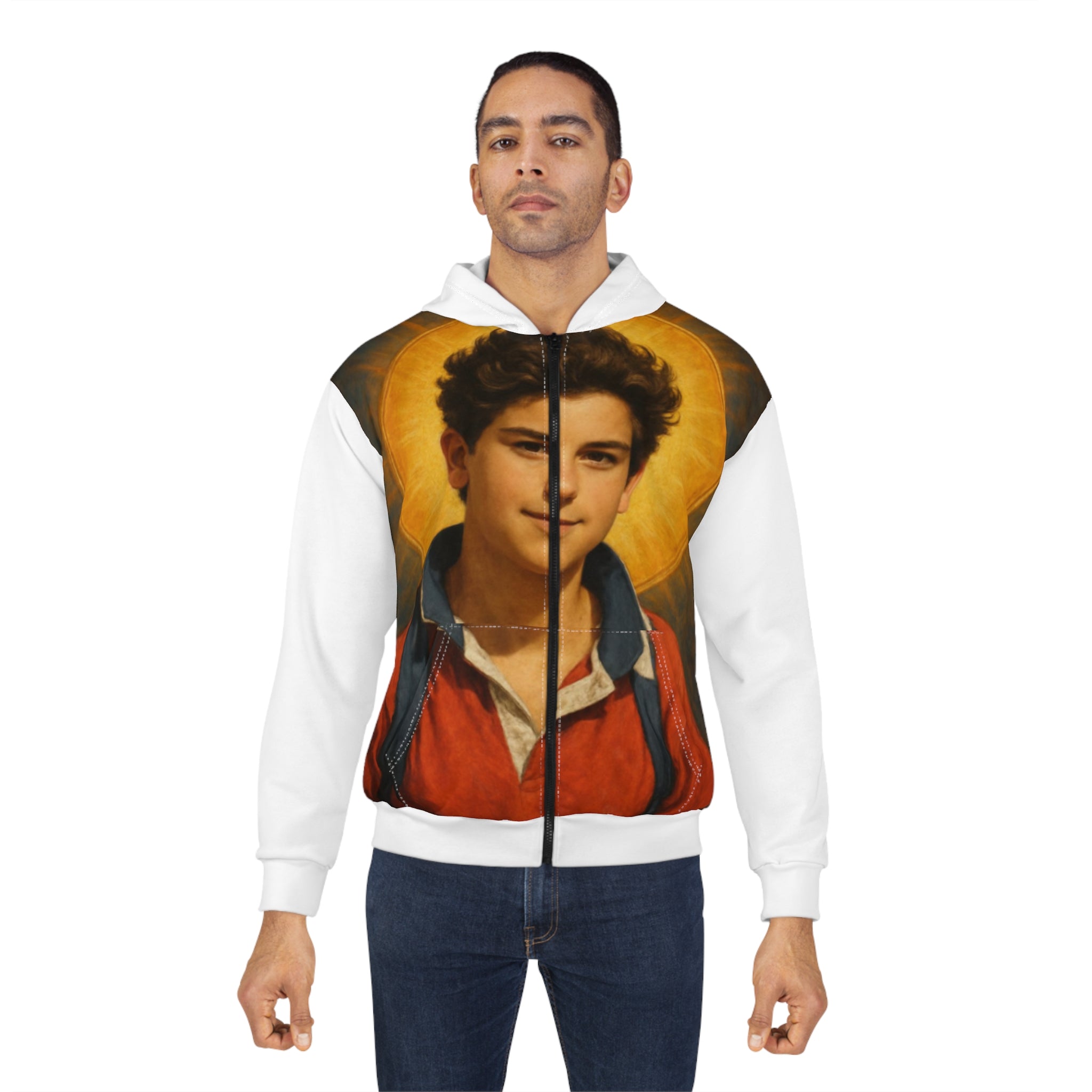Vintage Inspired Unisex Zip Hoodie with Artistic Design