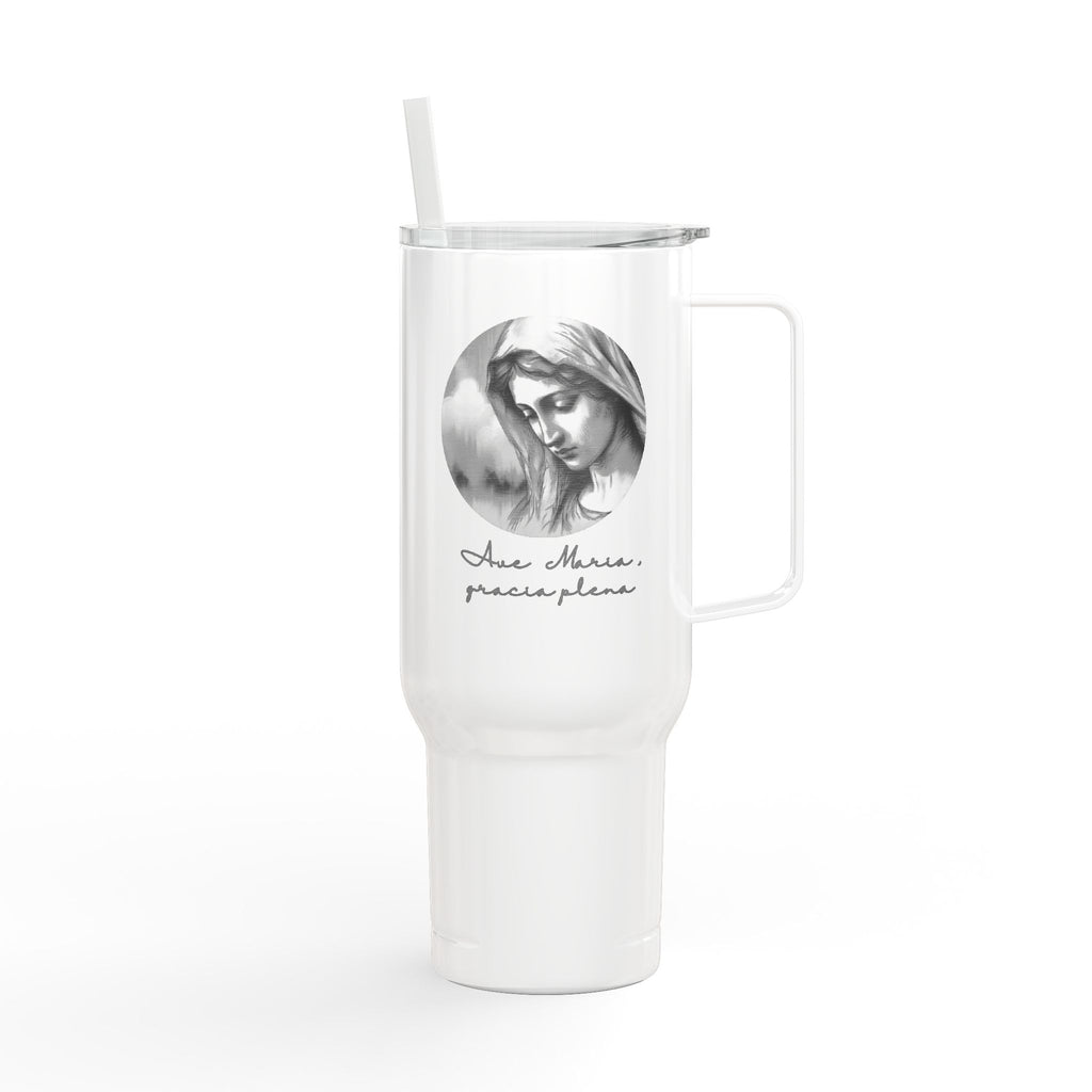 40oz Engraved Religious Tumbler - Our Mother, Pray For Us Insulated Travel Mug