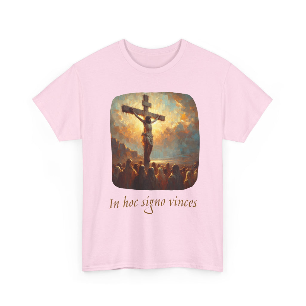 Crucifixion Art Tee — "In Hoc Signo Vinces" Religious Graphic T‑Shirt